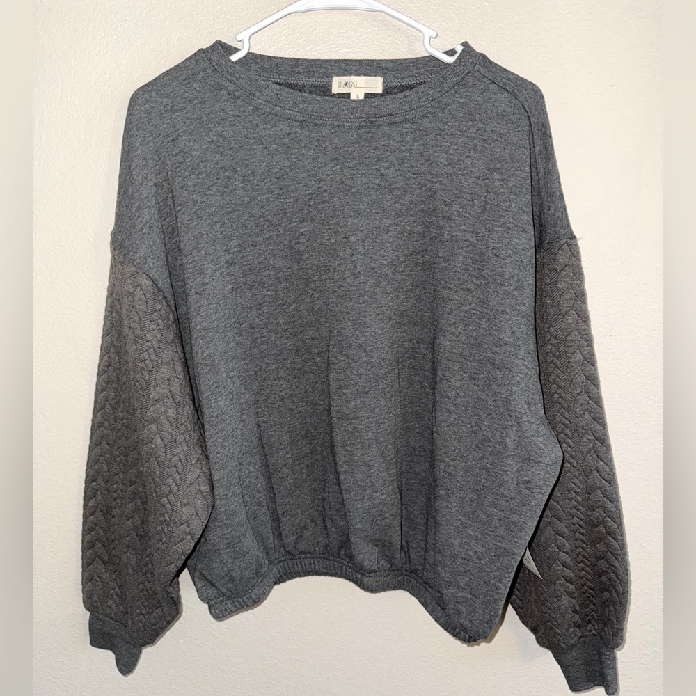 NWT Women’s‎ I AM Crewneck w/ Knitted Sweater Sleeves & Elastic Waist size Large
